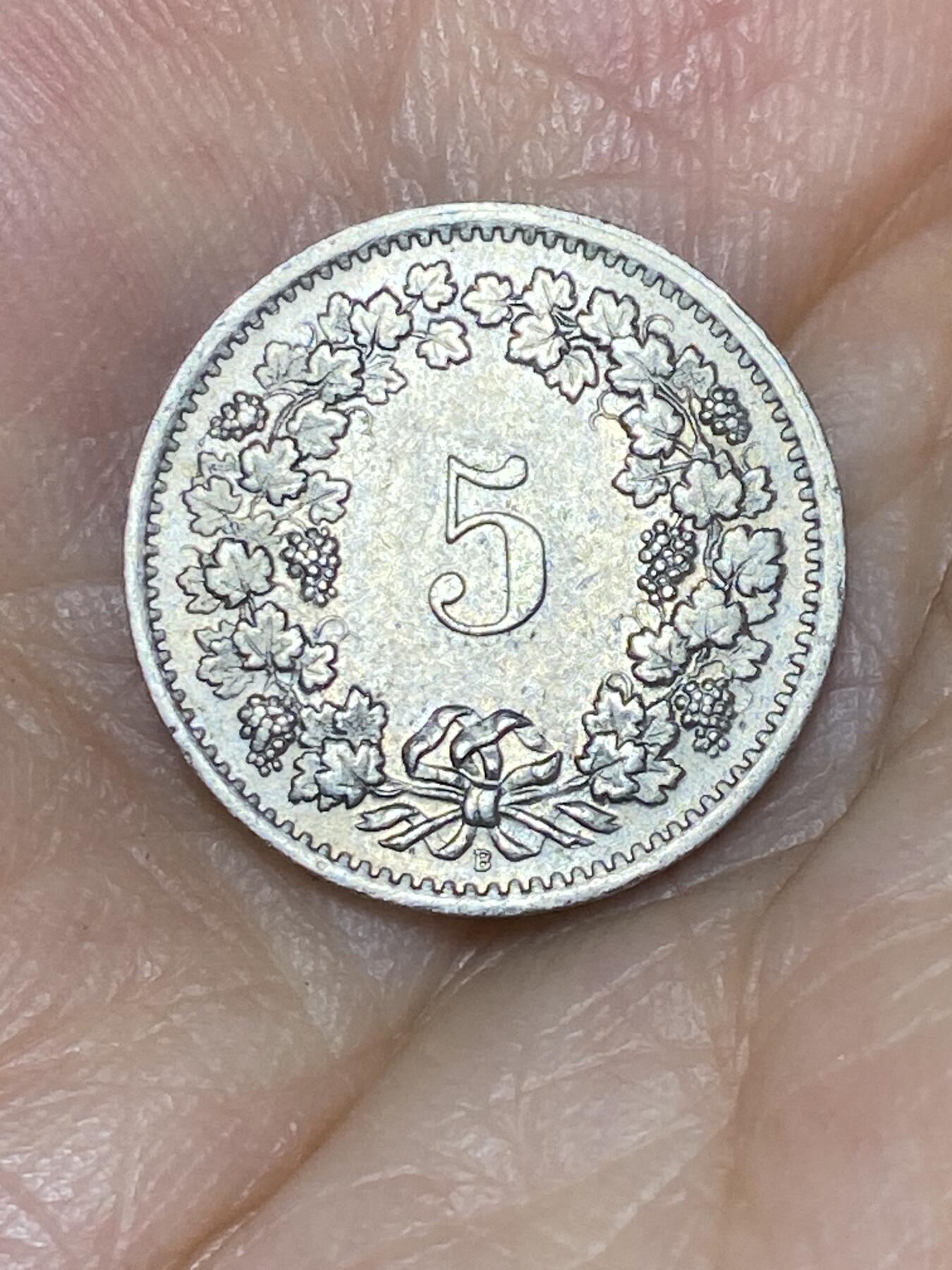 2025年第七十六场(总第一百零二场）外国好品散币(免佣金) 瑞士🇨🇭1967年5生丁(B标)