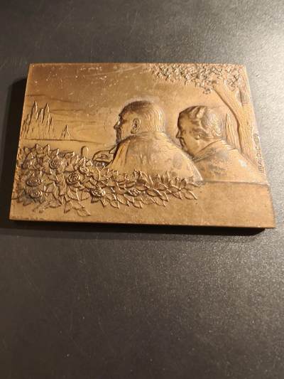 老王徽章第140期 - 法国金婚方形大铜章    大尺寸版    尺寸80×60mm   重量227.6g