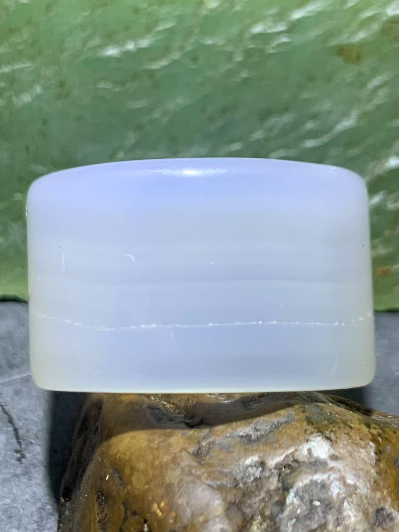 精美荔枝冻白玉髓随形扳指 带灵动白沙点 文玩扳指，指环一个 收藏级