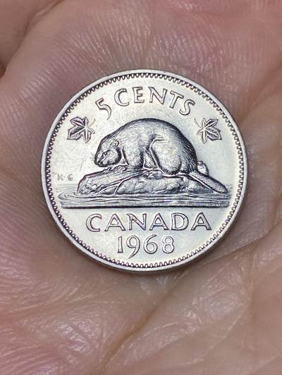 2025年第七十六场(总第一百零二场）外国好品散币(免佣金) - 加拿大🇨🇦1968年5分(伊丽莎白二世中年花冠，第一版)