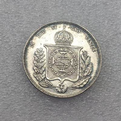 世界钱币专场拍卖 - 少见小叶子版1858年巴西1000瑞斯流通银币