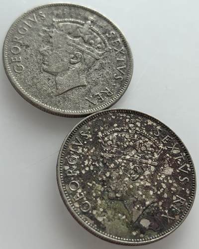 外国优质老铜币纪念币银币，周五晚上九点倒数截拍，满百包邮，可寄存半年，喜欢朋友微信扫描二维码可直接参拍 - 东非1948年-1950年非洲雄狮1先令2枚