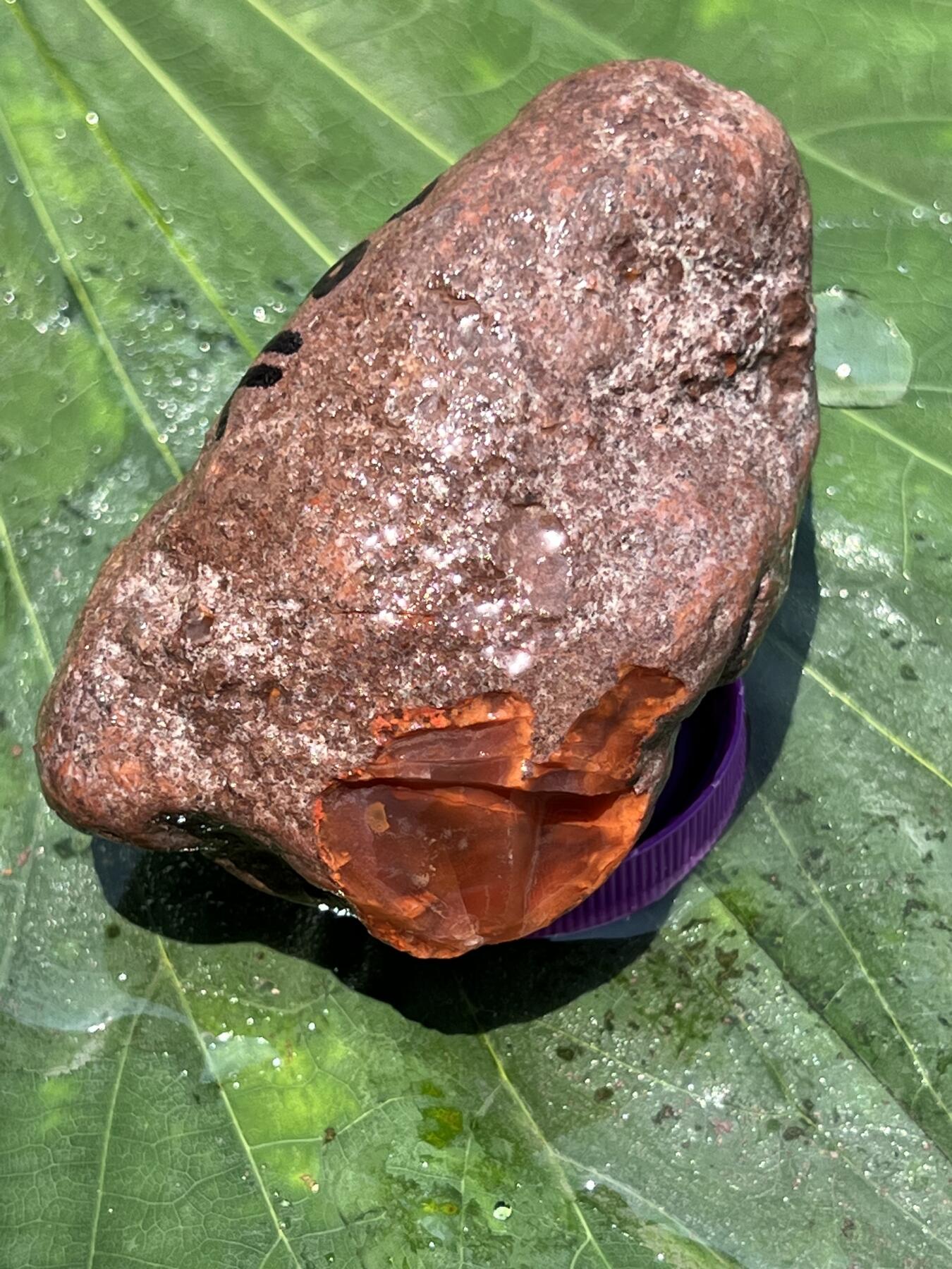 零元拍：南红玛瑙手把石，约284克哦，半斤多重呢，料形完整火焰纹满朱砂，非常漂亮，纯天然，独一无二的（天然原石不可避免有瑕疵，裂纹，介意勿拍）因为拍照环境以及光线的变化，颜色以实物为准。成品很美丽，原石亦魅力无穷。