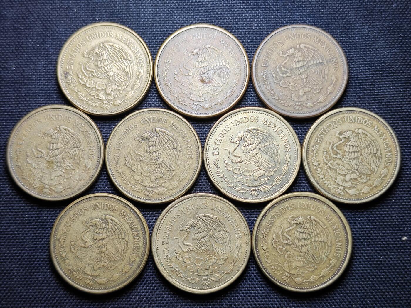 KK钱币收藏小铺 《批量/好品散币 套币 银币》专场 2月预留时间 周末发货  墨西哥100比索铜币10枚