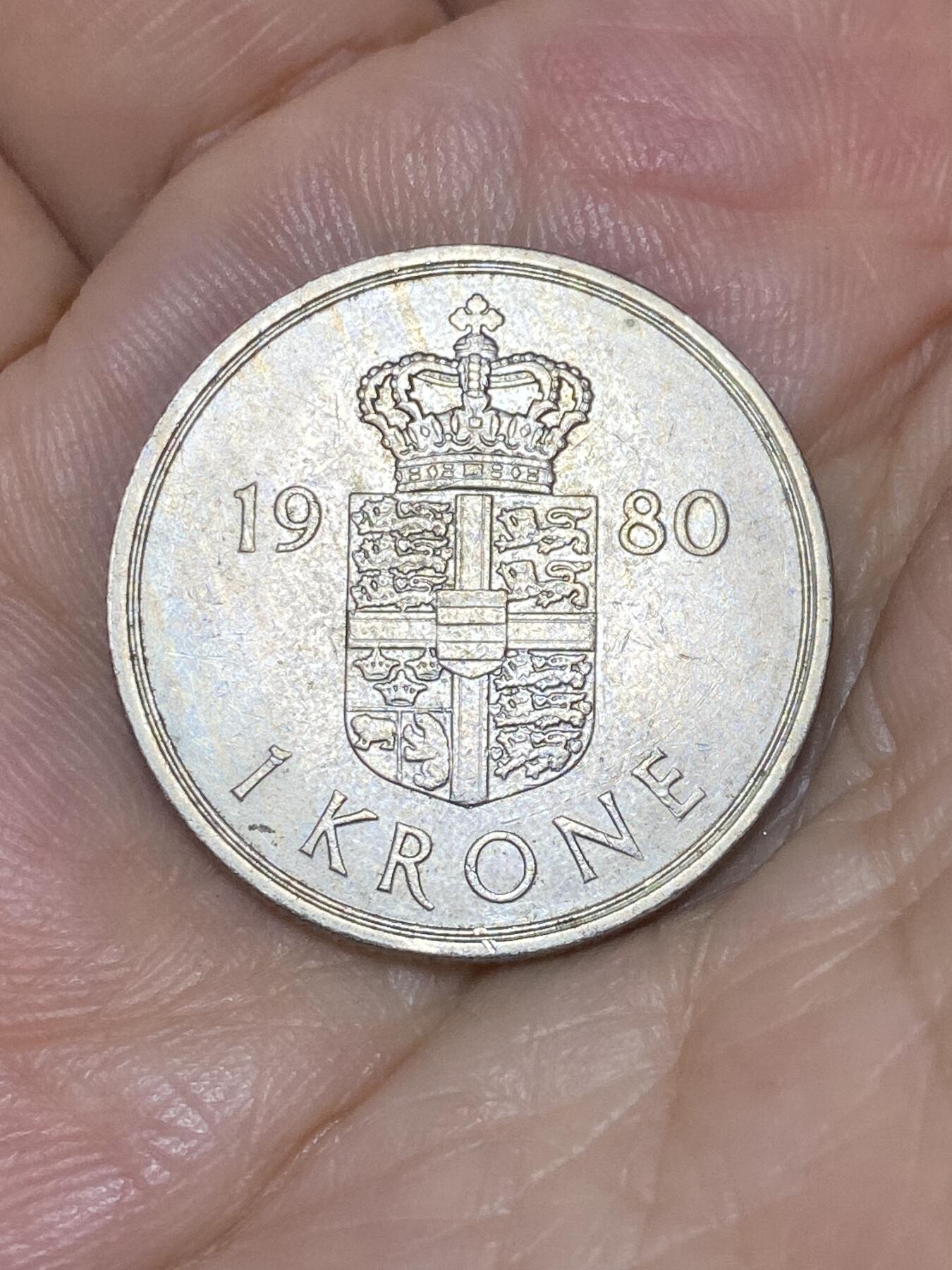 2025年第七十六场(总第一百零二场）外国好品散币(免佣金) 丹麦🇩🇰1980年1克朗(玛格丽特二世第二版，B; B版仅发行3年)