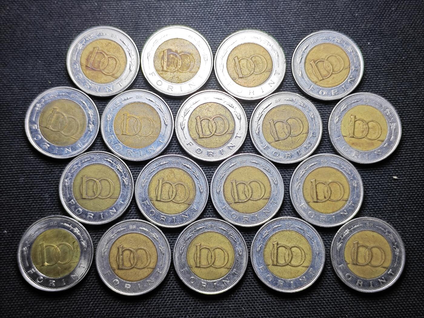 KK钱币收藏小铺 《批量/好品散币 套币 银币》专场 2月预留时间 周末发货  匈牙利100福林双色币18枚一组