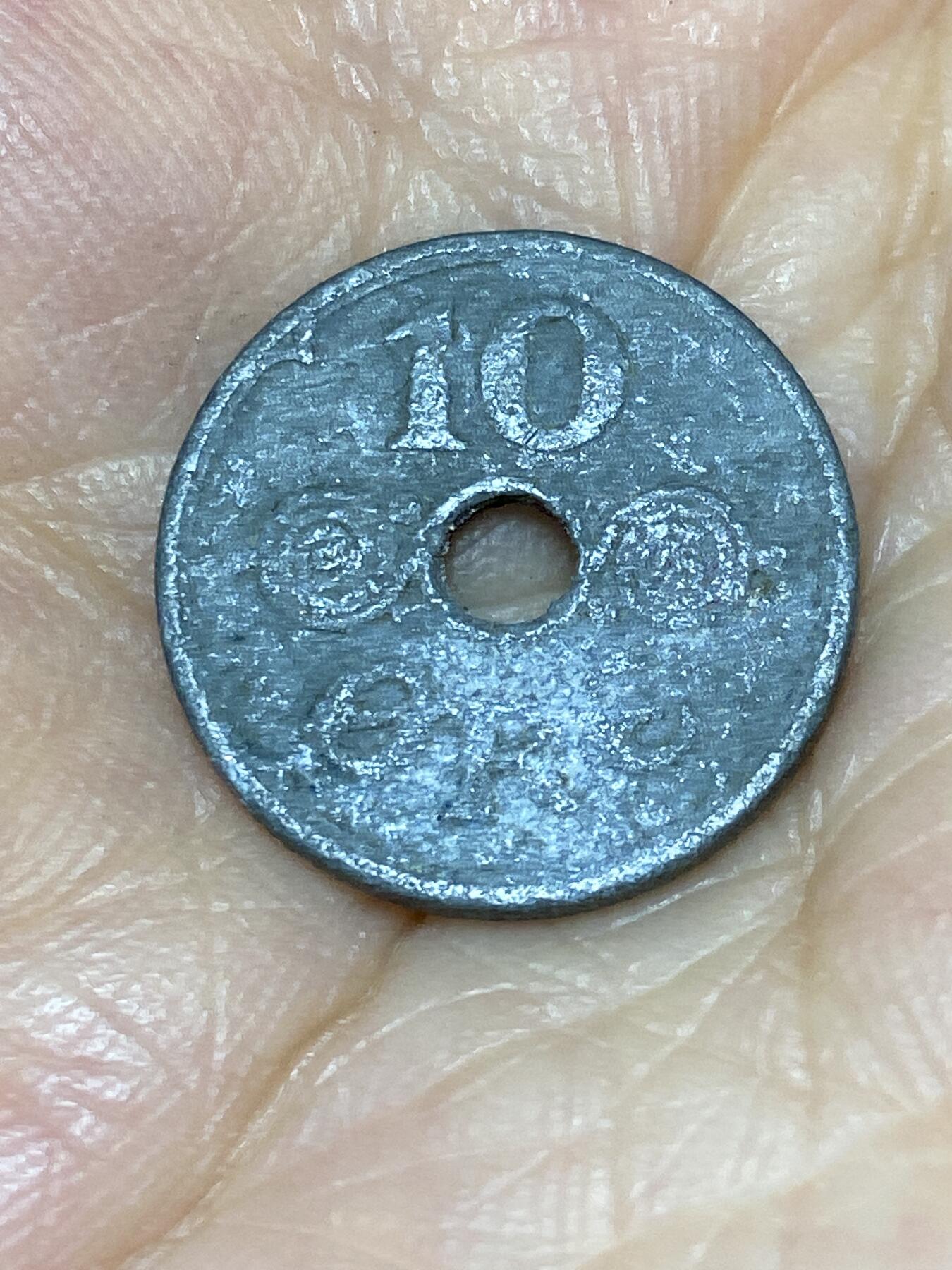 2025年第七十六场(总第一百零二场）外国好品散币(免佣金) 少见唯一特年–丹麦🇩🇰1945年10欧尔锌币(克里斯蒂安十世，N; GJ版，二战德国占领时期)
