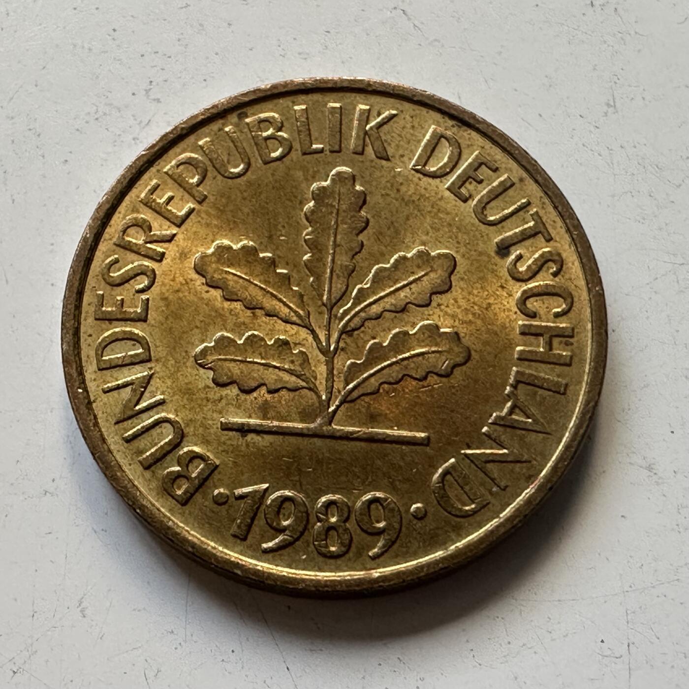 🌹外币初藏🌹🐯2025年第84场  周二无佣金特价场 德国1989年5芬尼