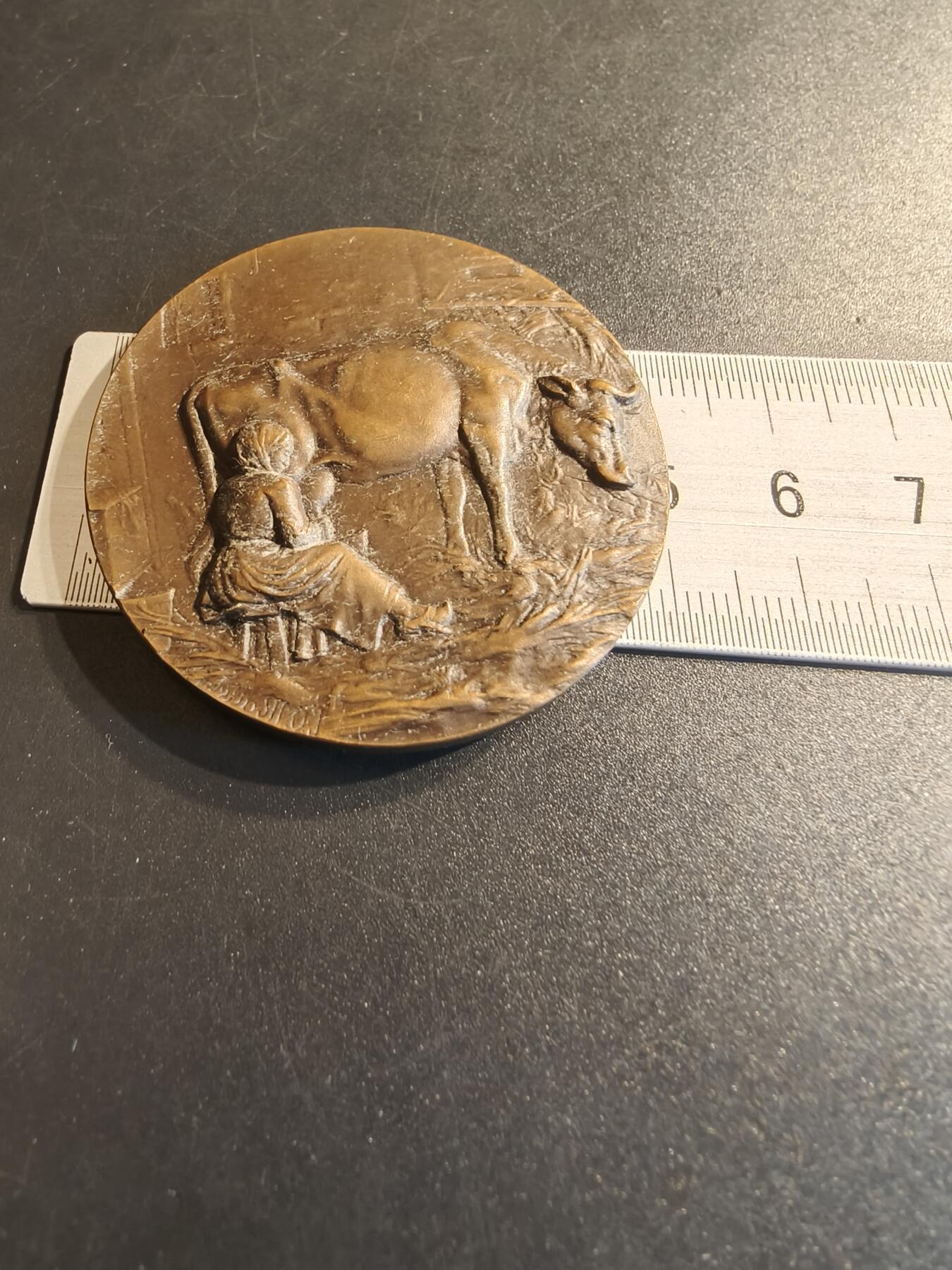 老王徽章第140期 法国养殖业大铜章    高浮雕     直径50mm   重量66g