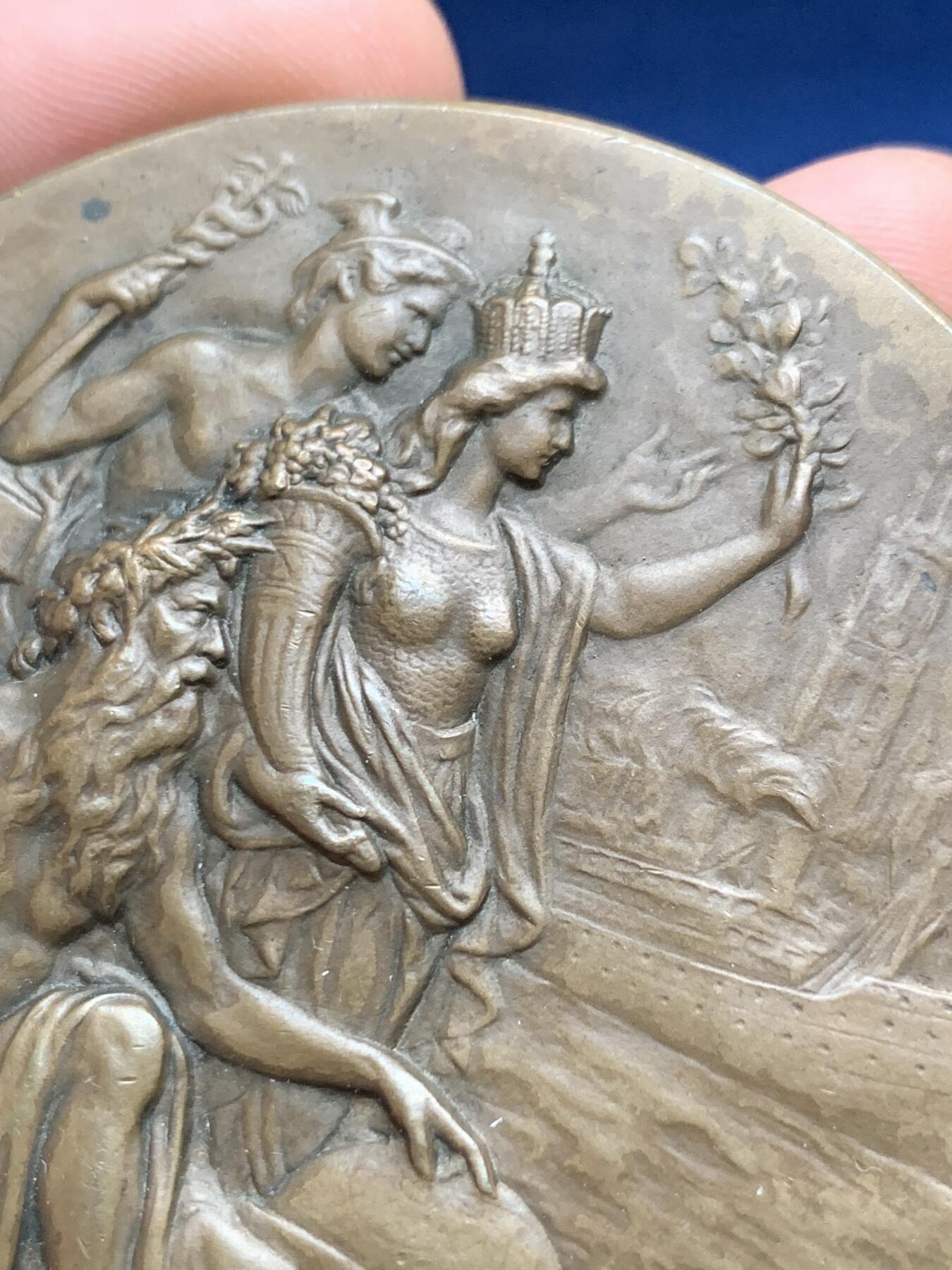 《竞宝斋》第408场 周日，周一，2场连拍 （全场包邮） 1911年德国不来梅劳埃德航运公司纪念大铜章 128克 69.7mm