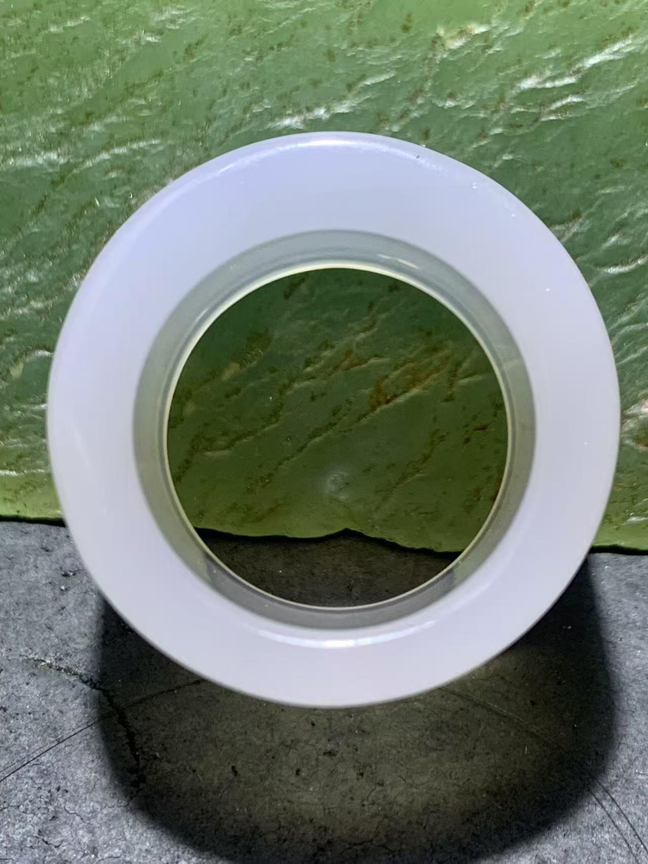 精美荔枝冻白玉髓随形扳指 带灵动白沙点 文玩扳指，指环一个 收藏级