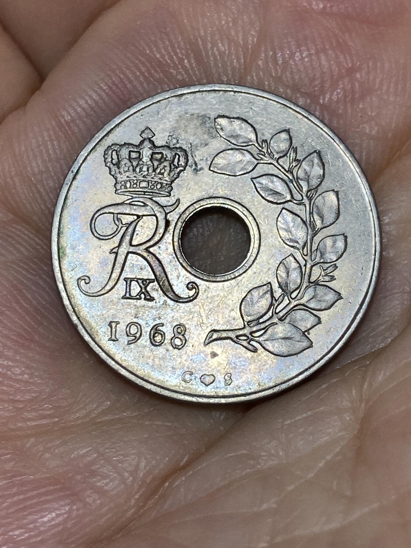 2025年第七十六场(总第一百零二场）外国好品散币(免佣金) 丹麦🇩🇰1968年25欧尔(弗雷德里克九世第四版，C; S版)