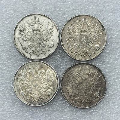 世界钱币专场拍卖 - 1916.1917年俄占芬兰双头鹰50分流通银币 4枚一组