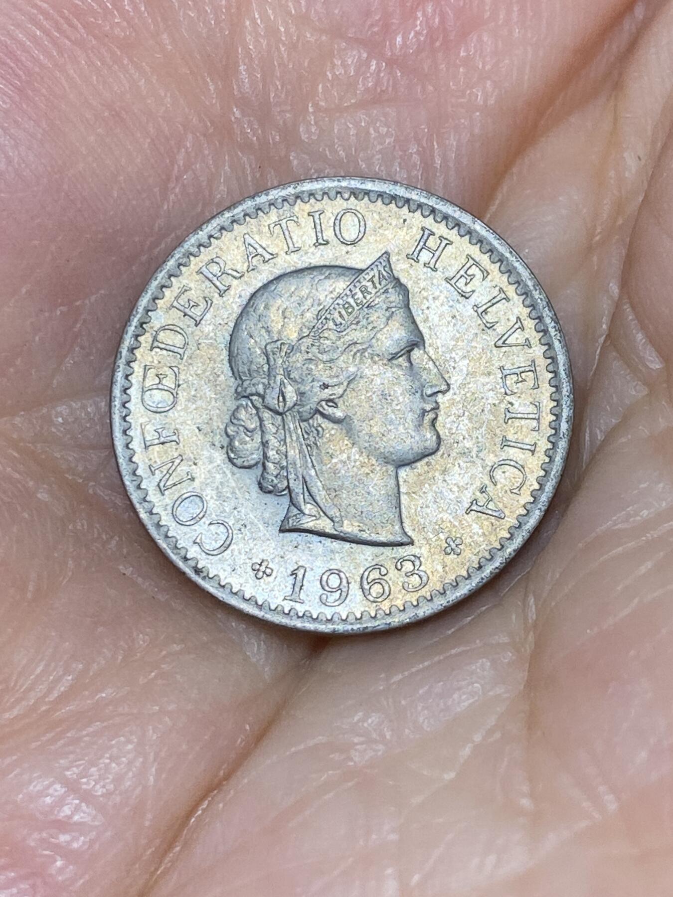 2025年第七十六场(总第一百零二场）外国好品散币(免佣金) 瑞士🇨🇭1963年5生丁(B标)