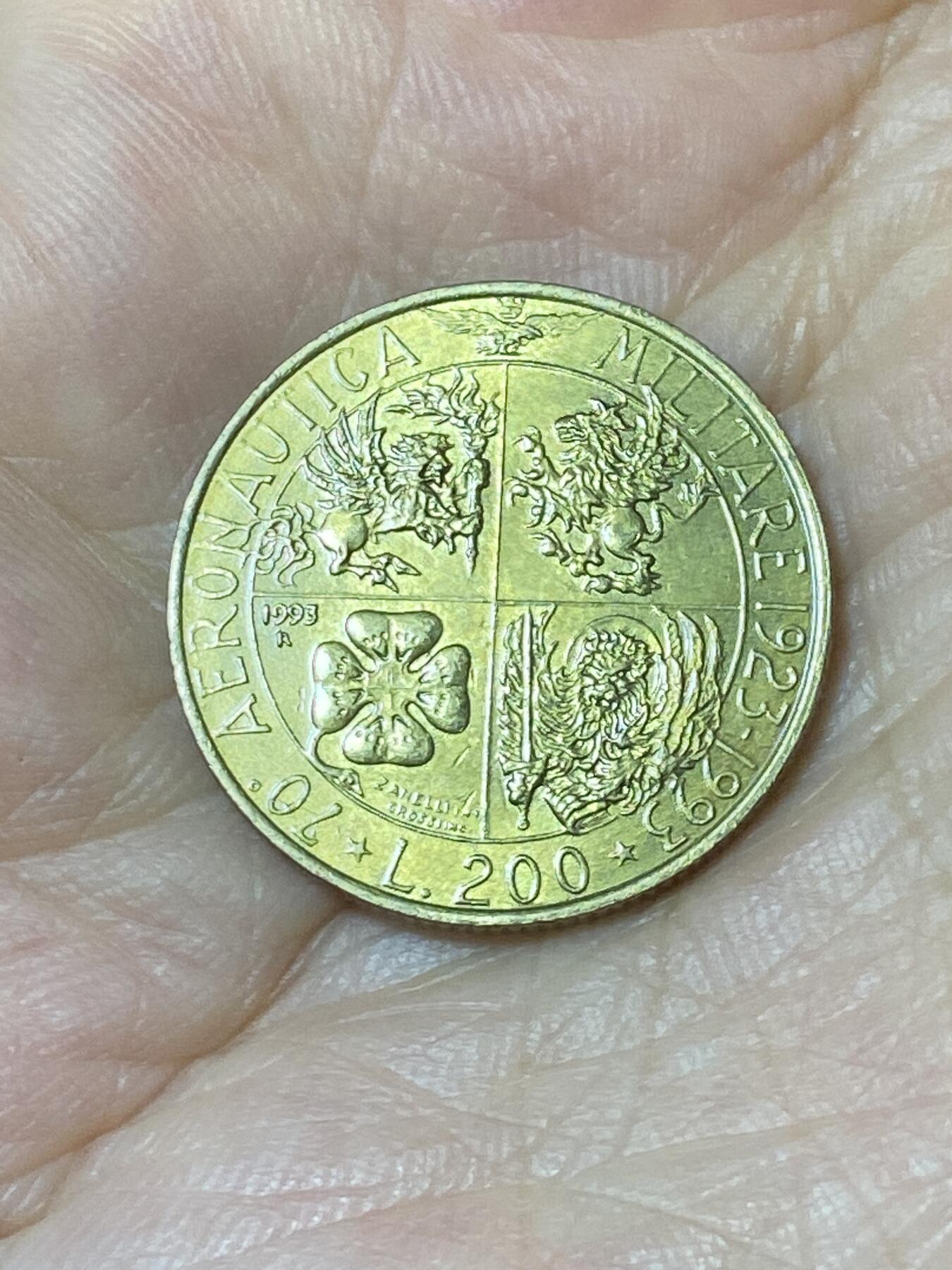 2025年第七十六场(总第一百零二场）外国好品散币(免佣金) 意大利🇮🇹1993单年份200里拉(军用航空70周年纪念币)