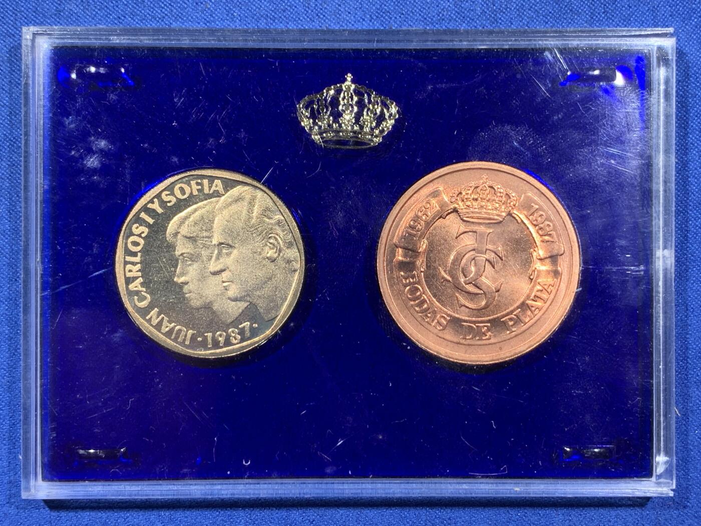 《竞宝斋》第408场 周日，周一，2场连拍 （全场包邮） 六枚一组 西班牙1987年试铸币和章 其中两枚是银制 带证书 原包装很少见