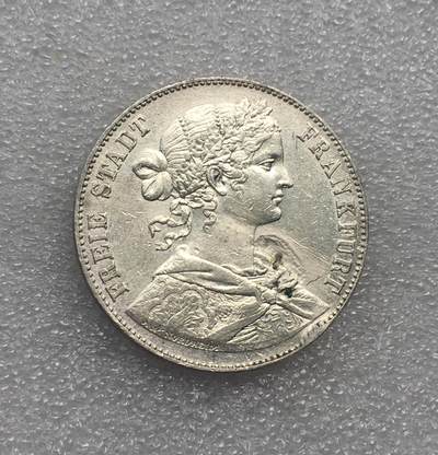 世界钱币专场拍卖 - 1860年德国法兰克福少女1泰勒流通银币 18.5克
