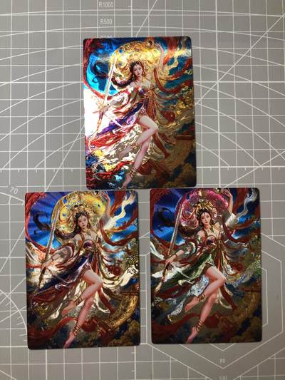 新号第四场奇点拍卖 品控勿拍 出厂品质 不包厂瑕 - 奇点玄灵谱九天玄女冷烫粗闪光刻3张一套