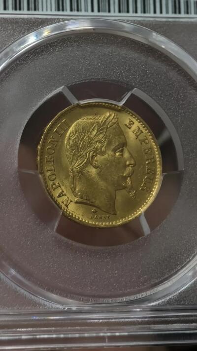 PCGS-MS64法国1869年拿破仑三世20法郎金币