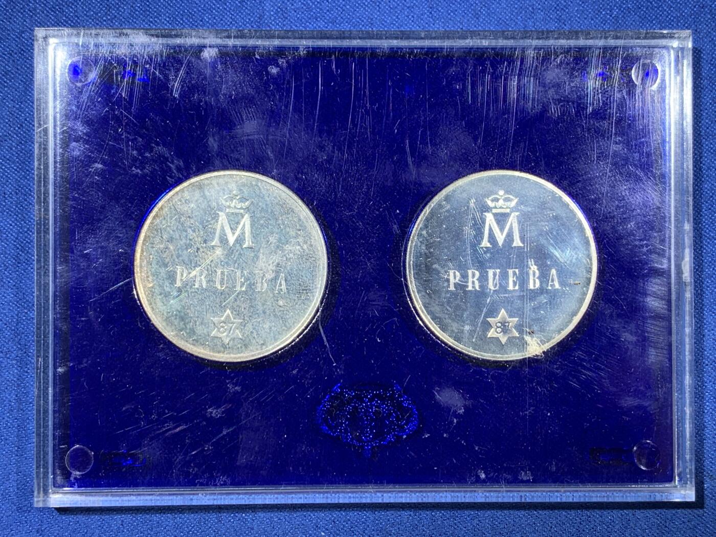 《竞宝斋》第408场 周日，周一，2场连拍 （全场包邮） 六枚一组 西班牙1987年试铸币和章 其中两枚是银制 带证书 原包装很少见