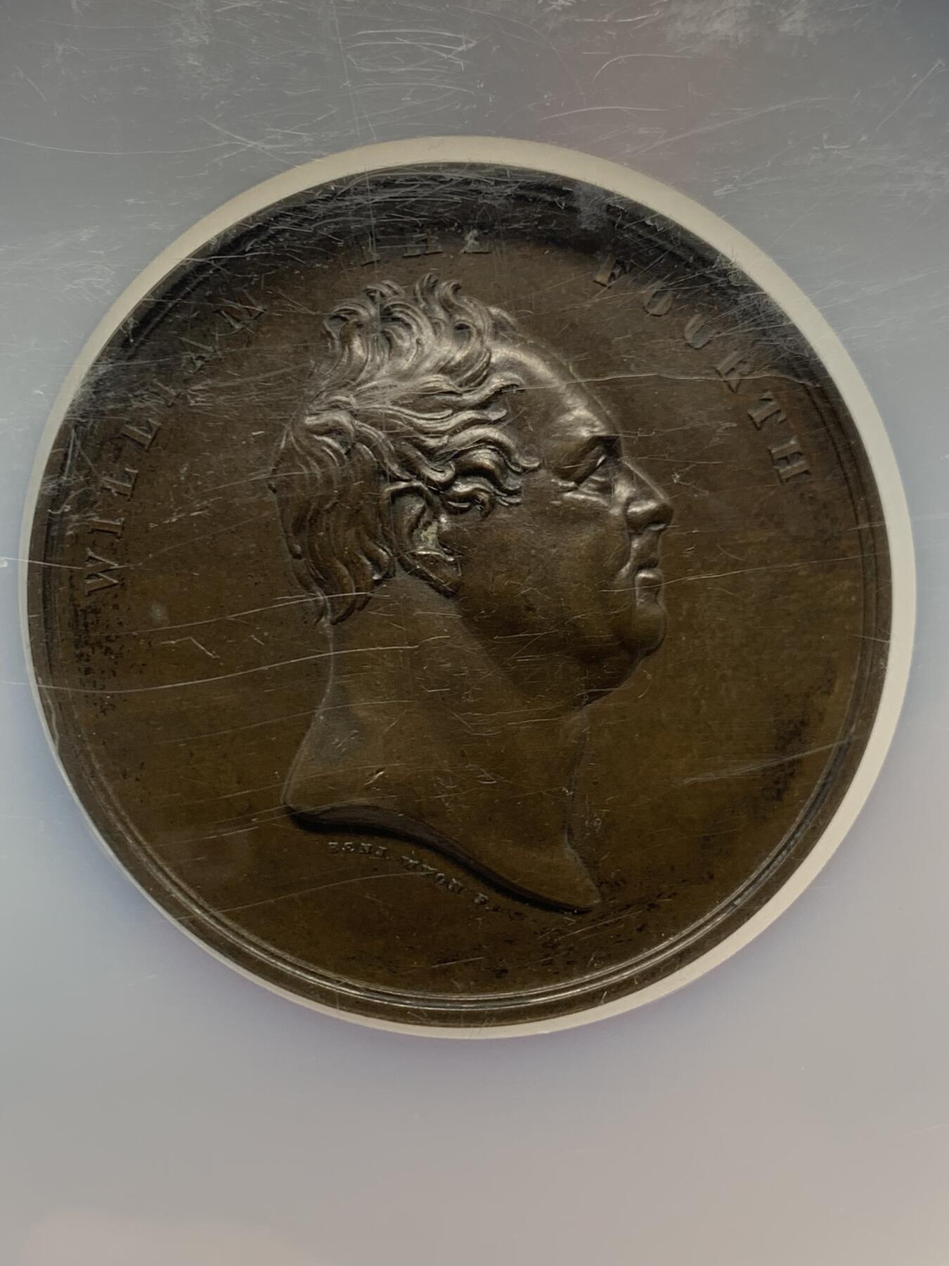 《竞宝斋》第408场 周日，周一，2场连拍 （全场包邮） NGC MS62BN 英国1831威廉四世伦敦桥开通纪念大铜章，51mm，NGC超大盒封装，伦敦金融城系列一号作品，此前稀奇只拍过两枚裸章，评级的首次出现 加大加厚盒装