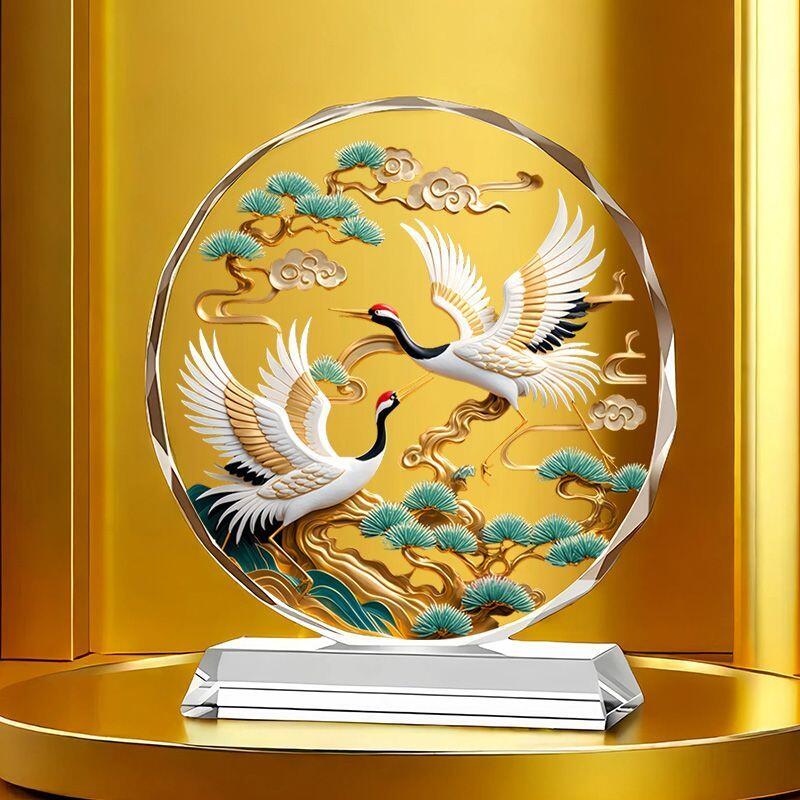 开心收藏拍卖 水晶摆件全家福鸡和家欢乐大公鸡母鸡小鸡招财居家镇宅吉祥物摆台