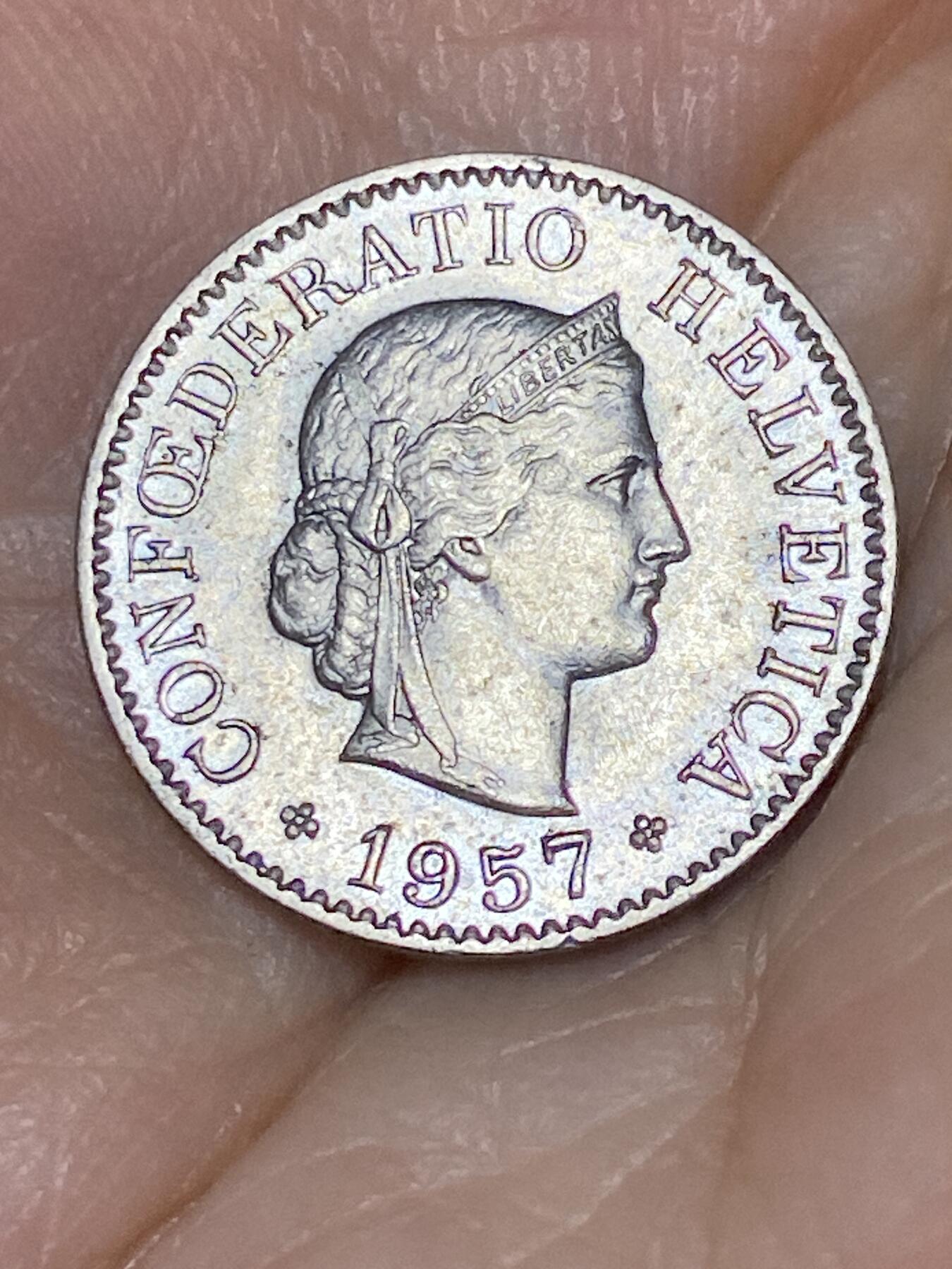 2025年第七十六场(总第一百零二场）外国好品散币(免佣金) 瑞士🇨🇭1957年5生丁(B标)