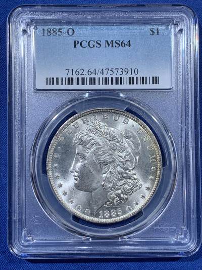 《竞宝斋》第408场 周日，周一，2场连拍 （全场包邮） - PCGS MS64 美国1885年摩根O版1美元银币