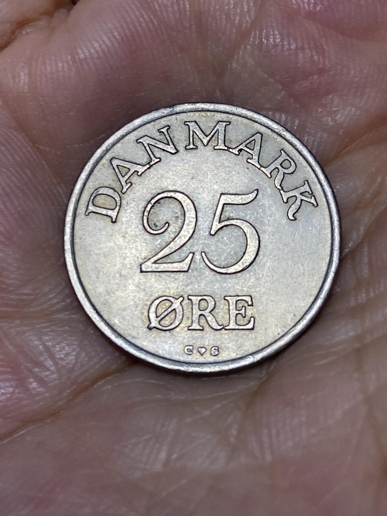 2025年第七十六场(总第一百零二场）外国好品散币(免佣金) 丹麦🇩🇰1957年25欧尔(弗雷德里克九世第二版，C; S版)