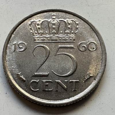 🌹外币初藏🌹🐯2025年第84场  周二无佣金特价场 - 荷兰1960年25分