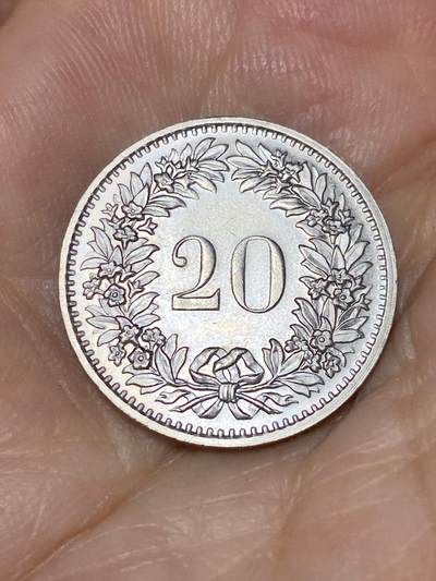 2025年第七十六场(总第一百零二场）外国好品散币(免佣金) - 原光好品–瑞士🇨🇭1974年20生丁(无标版)