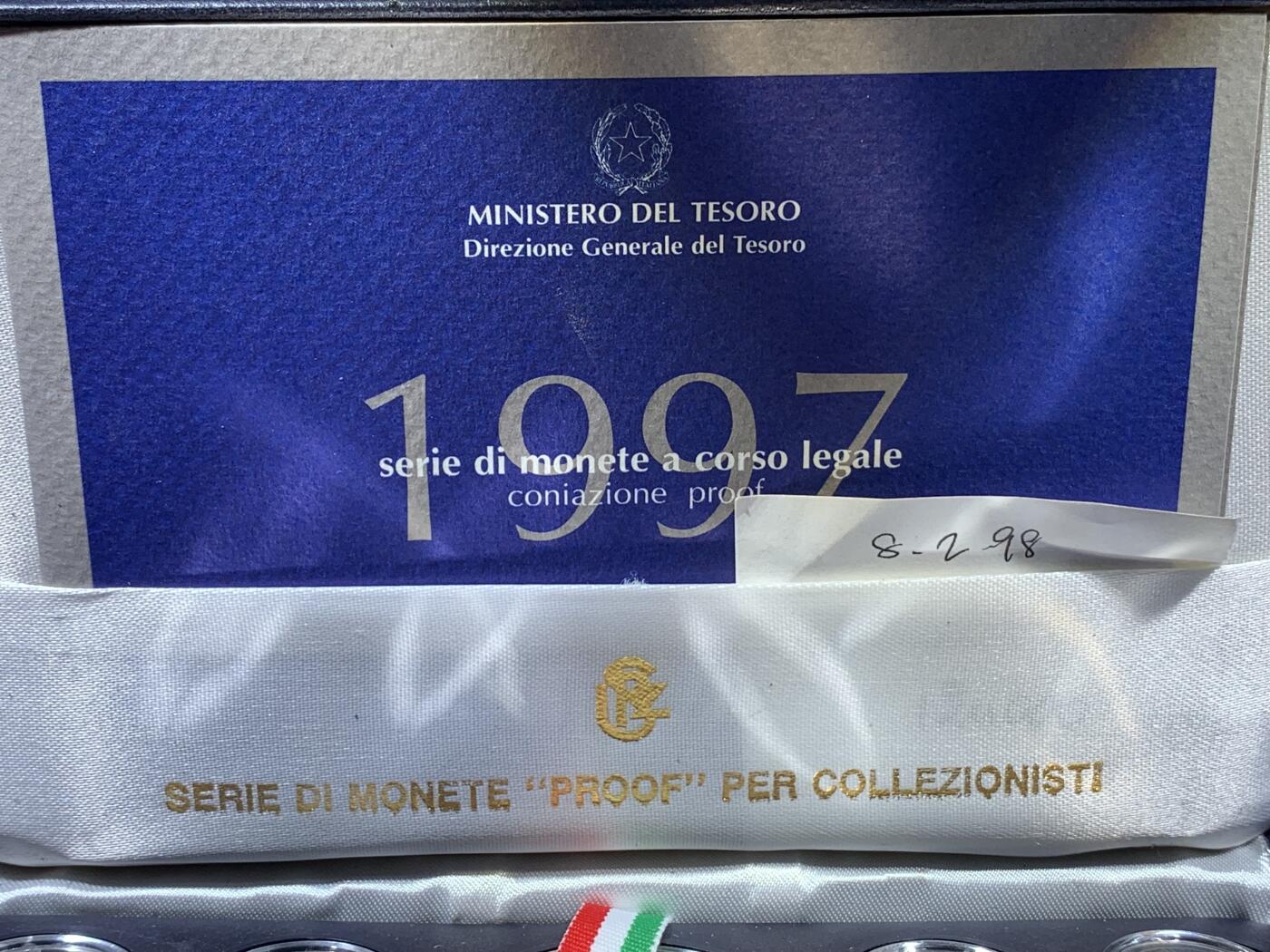 《竞宝斋》第408场 周日，周一，2场连拍 （全场包邮） 1997年里拉精制套币 含2枚银币