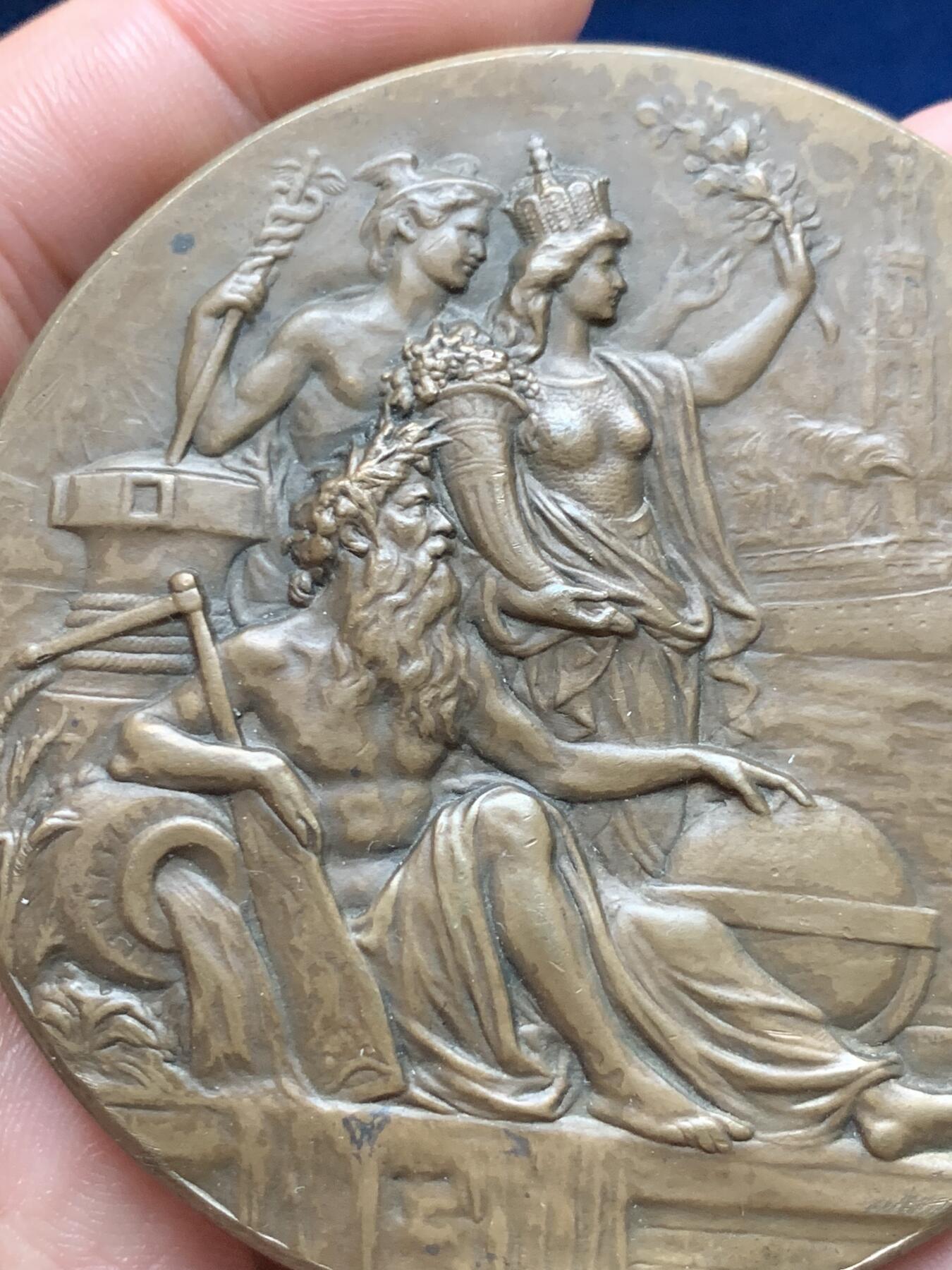 《竞宝斋》第408场 周日，周一，2场连拍 （全场包邮） 1911年德国不来梅劳埃德航运公司纪念大铜章 128克 69.7mm