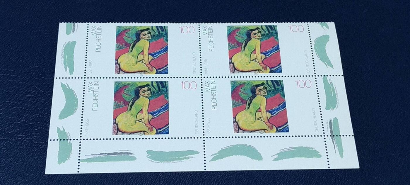 德国邮票专场，都是四方联 德国邮票四方联一张，1996年发行，近代绘画。品相如图
