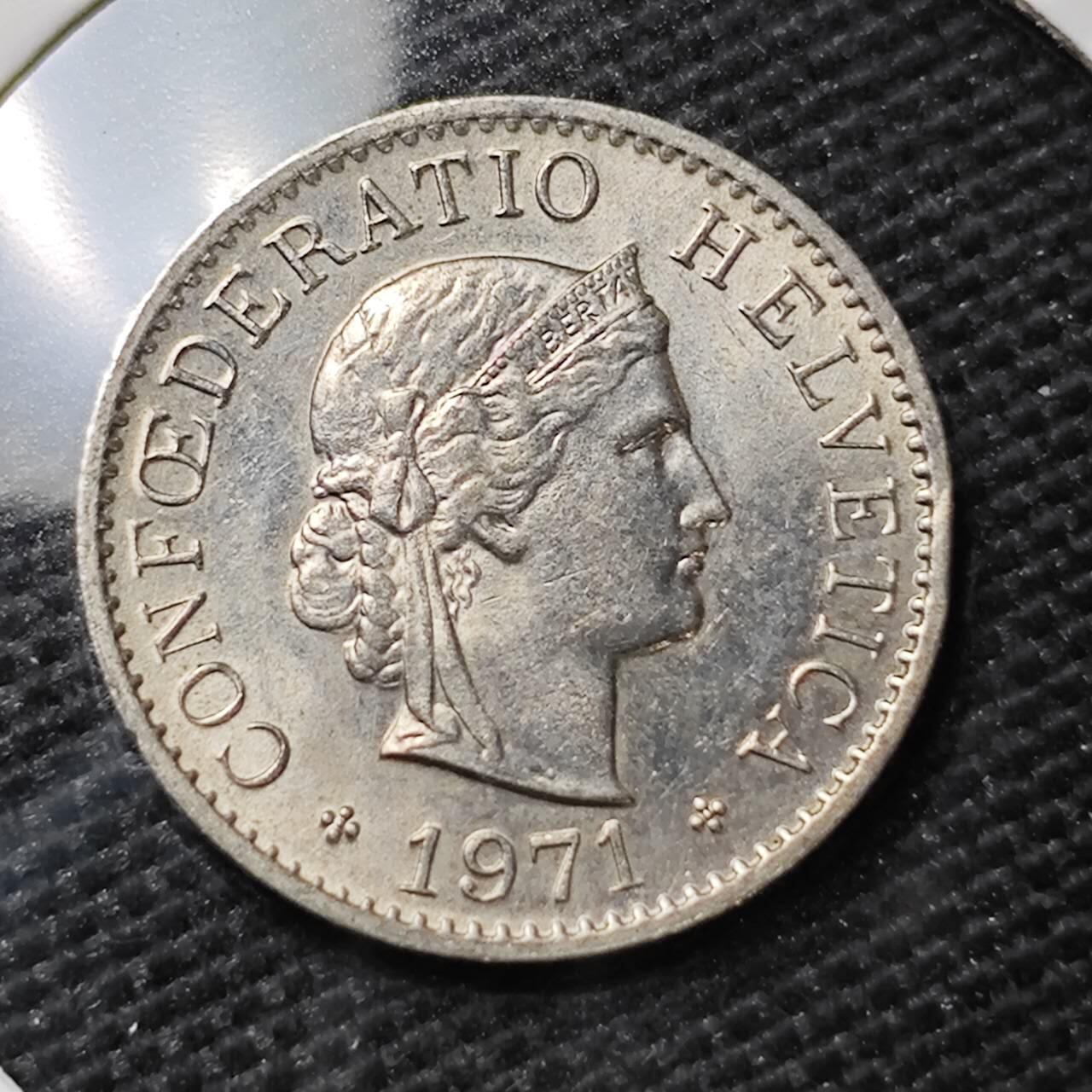 KK钱币收藏小铺 第316期 2月预留时间 周末发货 1971瑞士5分 