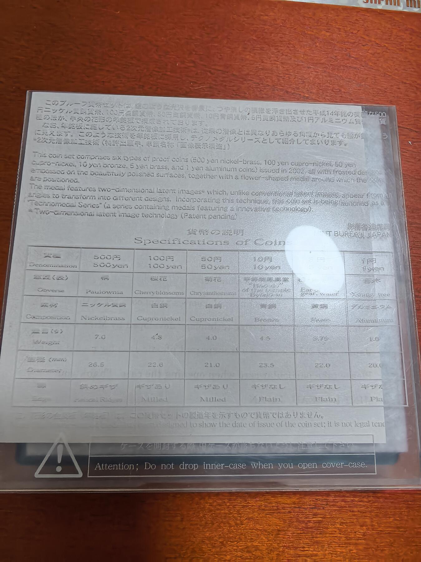 长老汇蛇年精选第三十三场拍卖 2002日本科技系列之一6枚精制币套装小方盒，含银质梅花形银章1枚（1）