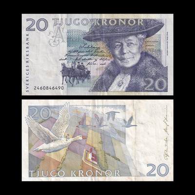 【礼羽收藏】🌏世界钱币拍卖第99期 - 【非全新】欧洲，瑞典，1992年，20克朗 ，签名二，品如图