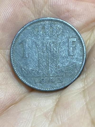 2025年第七十六场(总第一百零二场）外国好品散币(免佣金) - 比利时🇧🇪1943年1法郎(利奥波德三世，二战德国占领时期，左法语右荷语版)