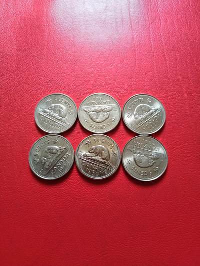 【云涧收藏】第五十一场 加拿大5分6枚，UNC