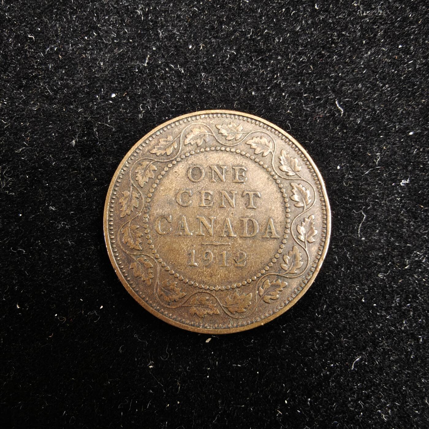世界各国散币 0元起拍30元包邮 第一场 1912年加拿大乔治五世1分老铜币 1枚