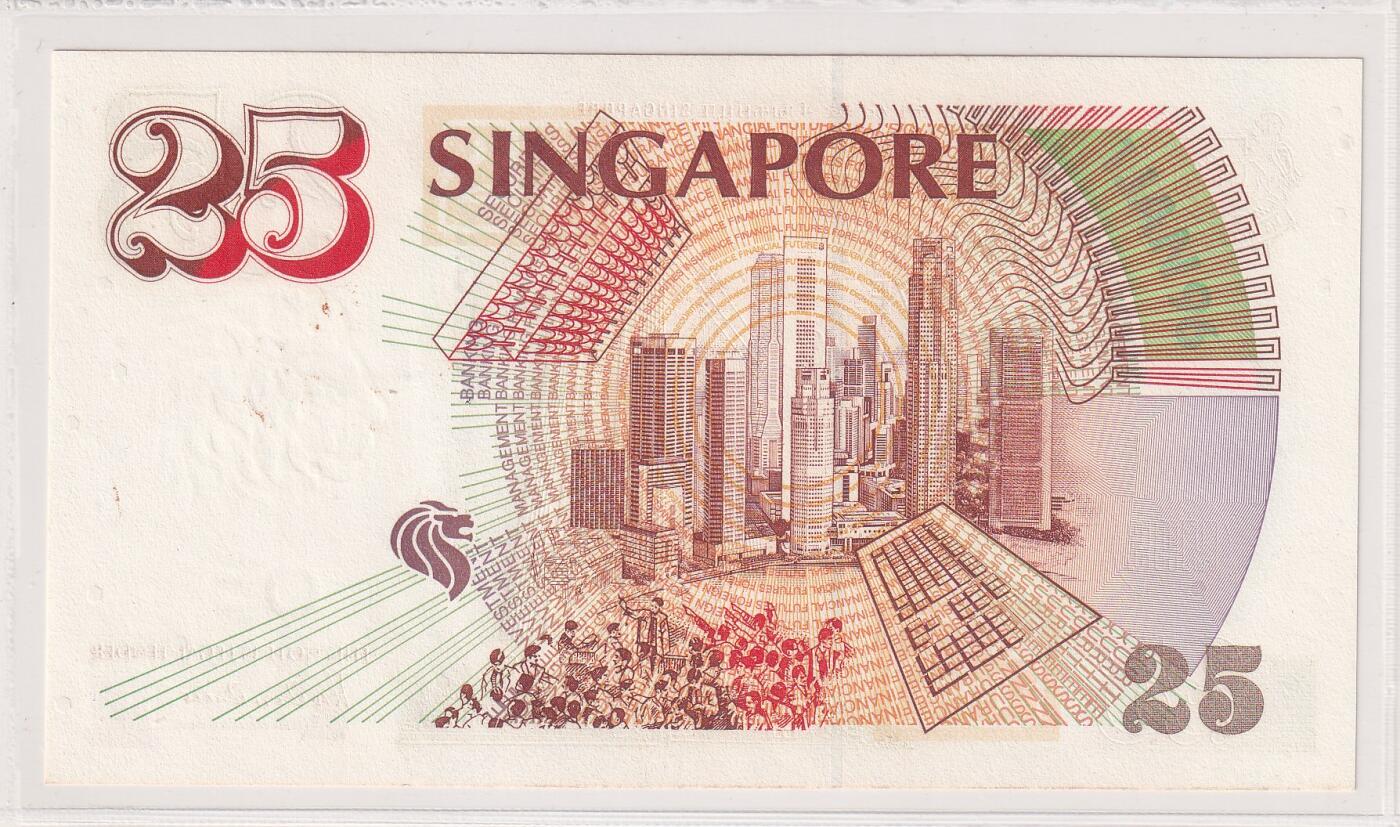 【礼羽收藏】🌏世界钱币拍卖第99期 【原装册】亚洲，新加坡，1996年，金融管理局成立25周年，25面值，纸币，有黄斑
