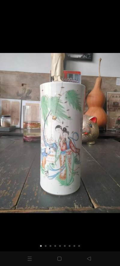 老器新锯，民国人物帽筒，！！(锔钉工艺，光锔锔就一百多)。 - 老器新锯，民国人物帽筒，！！(锔钉工艺，光锔锔就一百多)。