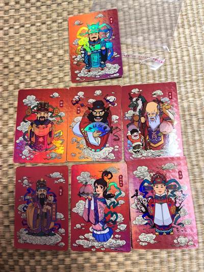 卡牌限时022期活动专场 小花瓣-民间吉神第一部-彩闪全套七张一套全新