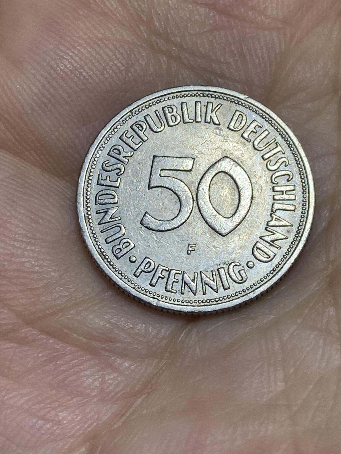 2025年第七十六场(总第一百零二场）外国好品散币(免佣金) 德国🇩🇪1950年50芬尼(早期齿边版首发年，F标，斯图加特造)