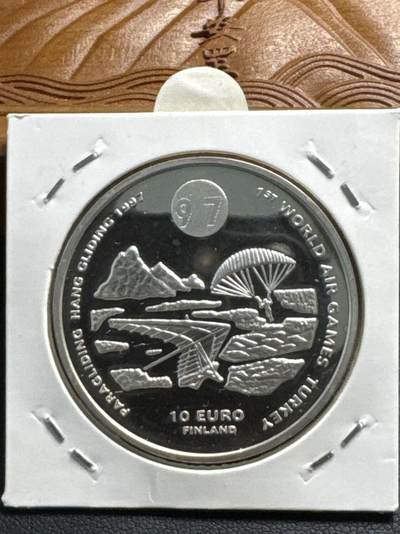 ❤️【币观天下】❤️ 第320期钱币拍卖- 2025.8.8周五晚上6点半场-长期征集拍品 - 芬兰1997年飞行器纪念银币带证书27克发行量20000枚 第1枚