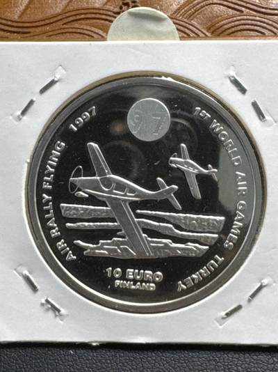 ❤️【币观天下】❤️ 第320期钱币拍卖- 2025.8.8周五晚上6点半场-长期征集拍品 - 芬兰1997年飞行器纪念银币带证书27克发行量20000枚 第6枚