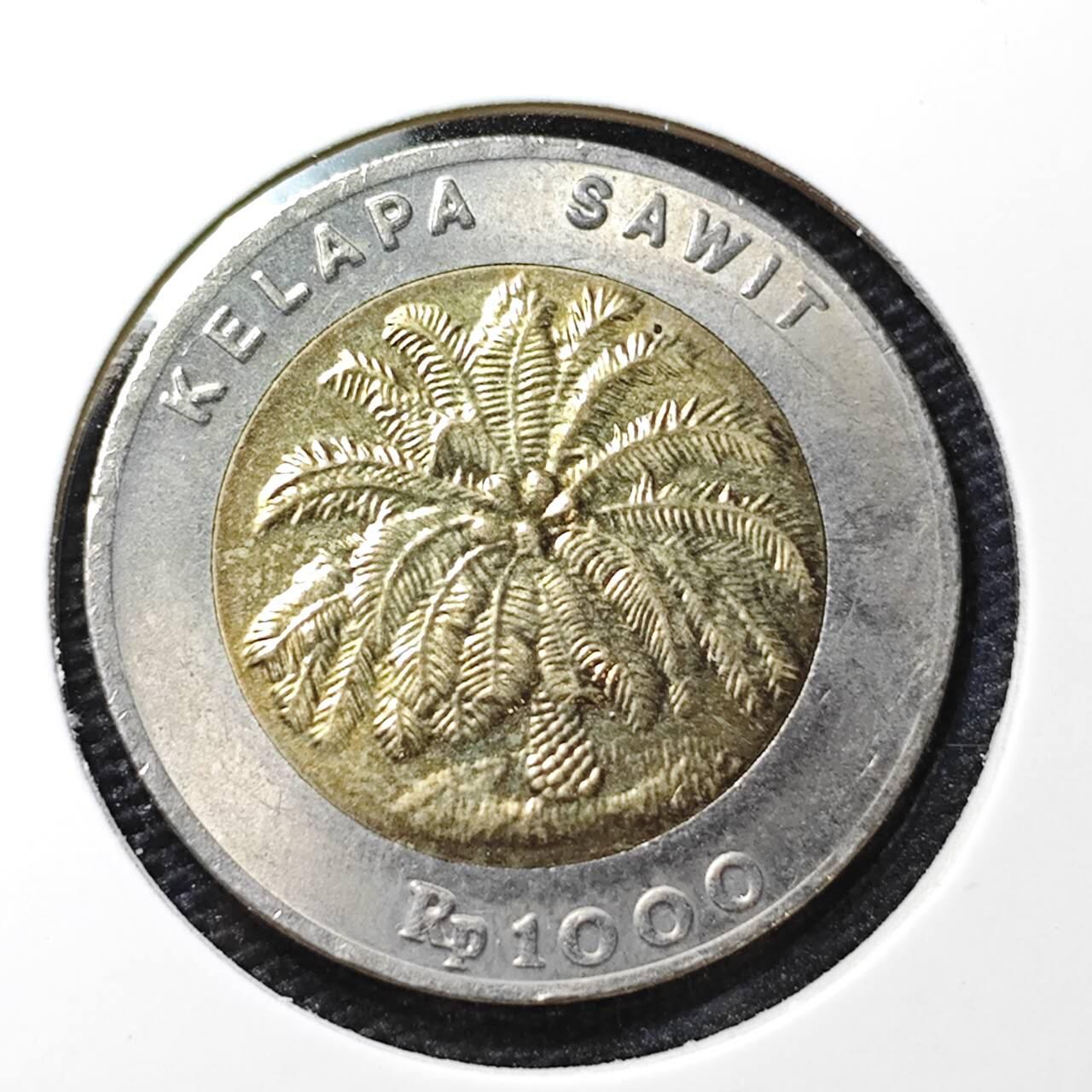 KK钱币收藏小铺 第314期 2月预留时间 周末发货  印度尼西亚1000卢比双色币 好品