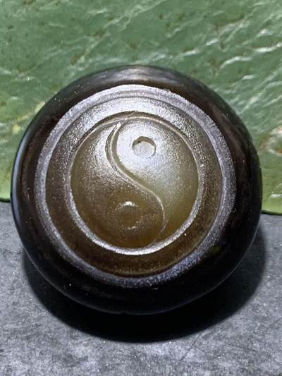 精品药师玛瑙手工雕刻太极阴阳鱼板珠（背云）一颗 - 精品药师玛瑙手工雕刻太极阴阳鱼板珠（背云）一颗