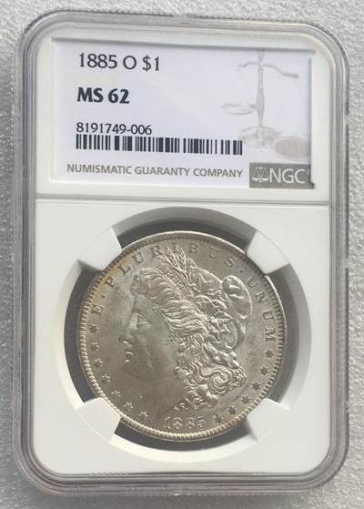 世界钱币专场拍卖 - NGCMS62美国1885年O版摩根女神一美元银币