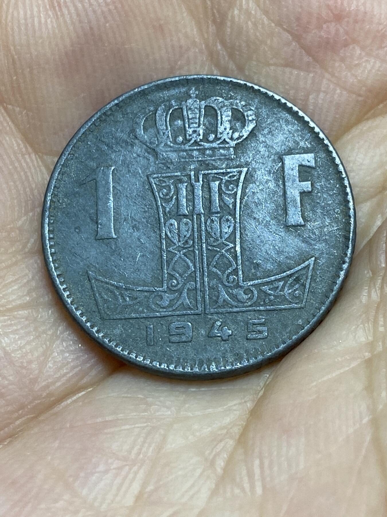 2025年第七十六场(总第一百零二场）外国好品散币(免佣金) 比利时🇧🇪1945年1法郎(利奥波德三世，二战德国占领时期，左荷语右法语版)